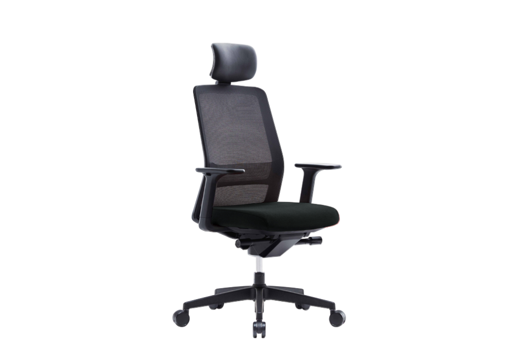 Fursys AROUND ergonomic office chair with headrest, black seat and mesh back, Sri Lanka