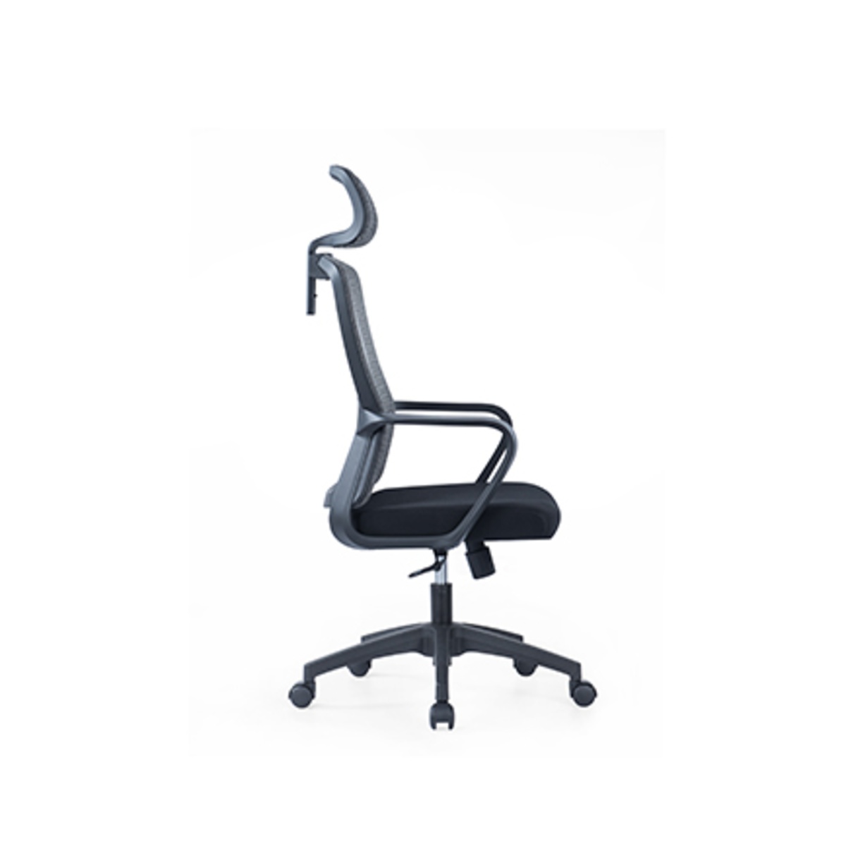 High-back mesh office chair with headrest side view